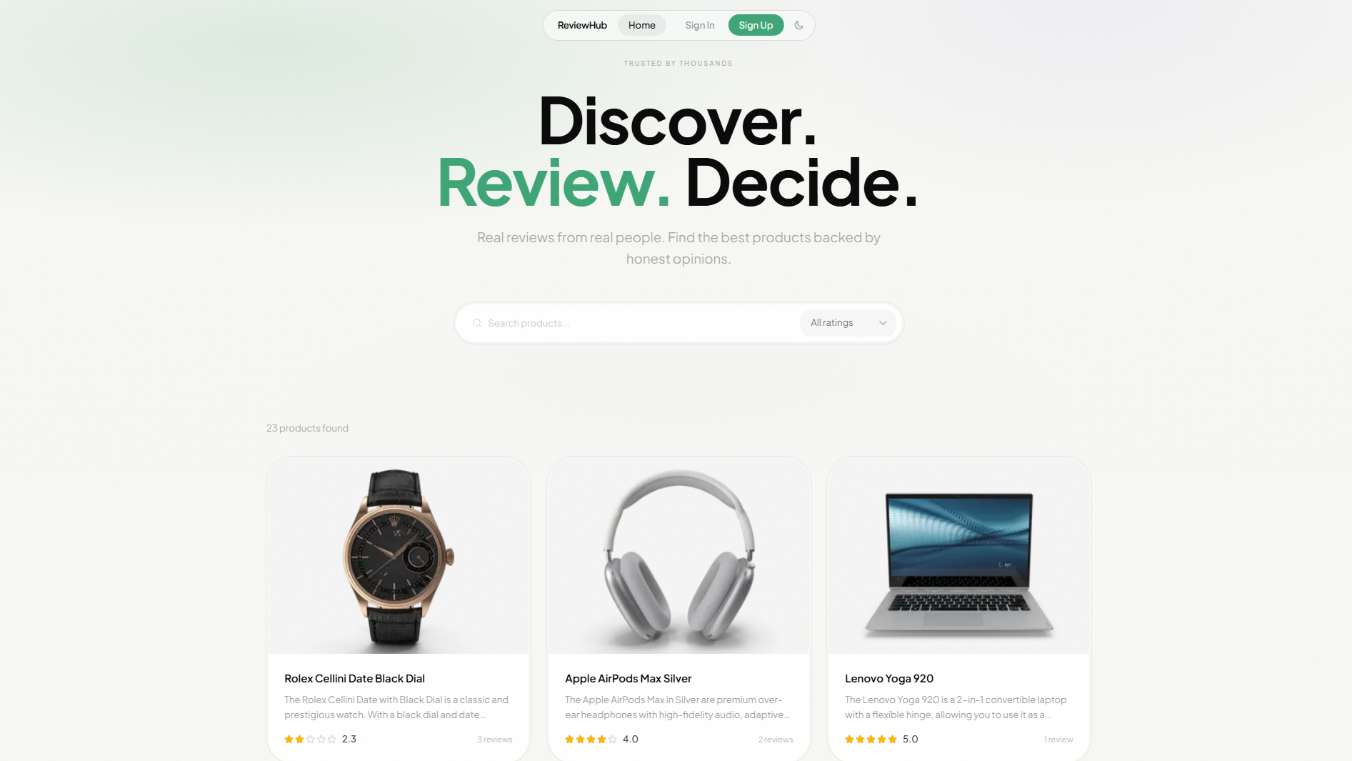 Product Review Hub